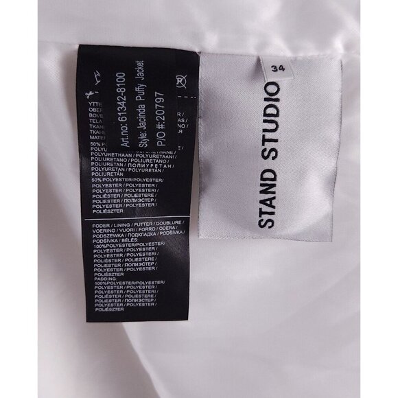 Stand Studio Faux-Leather Jacinda Puffy Jacket Size 34 US 2 XS Womens White $430 - Picture 14 of 15